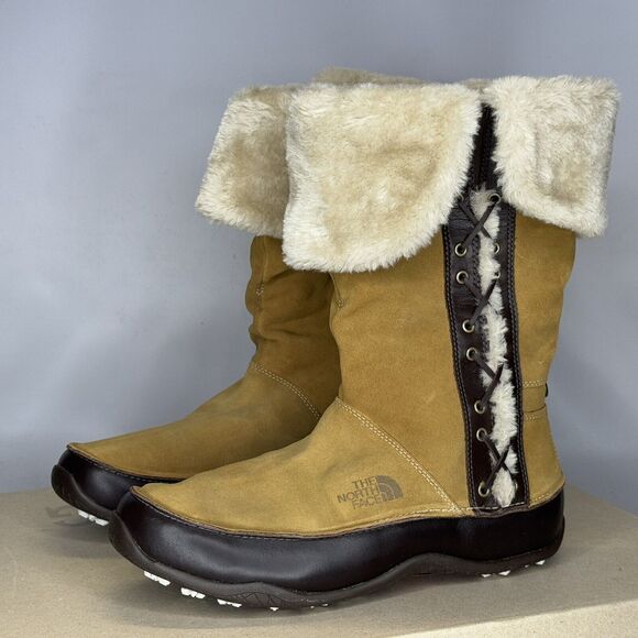 The North Face Jozie Snow Boots Womens Sz 10 Brown Suede Side Zip Insulated NEW - Picture 1 of 11